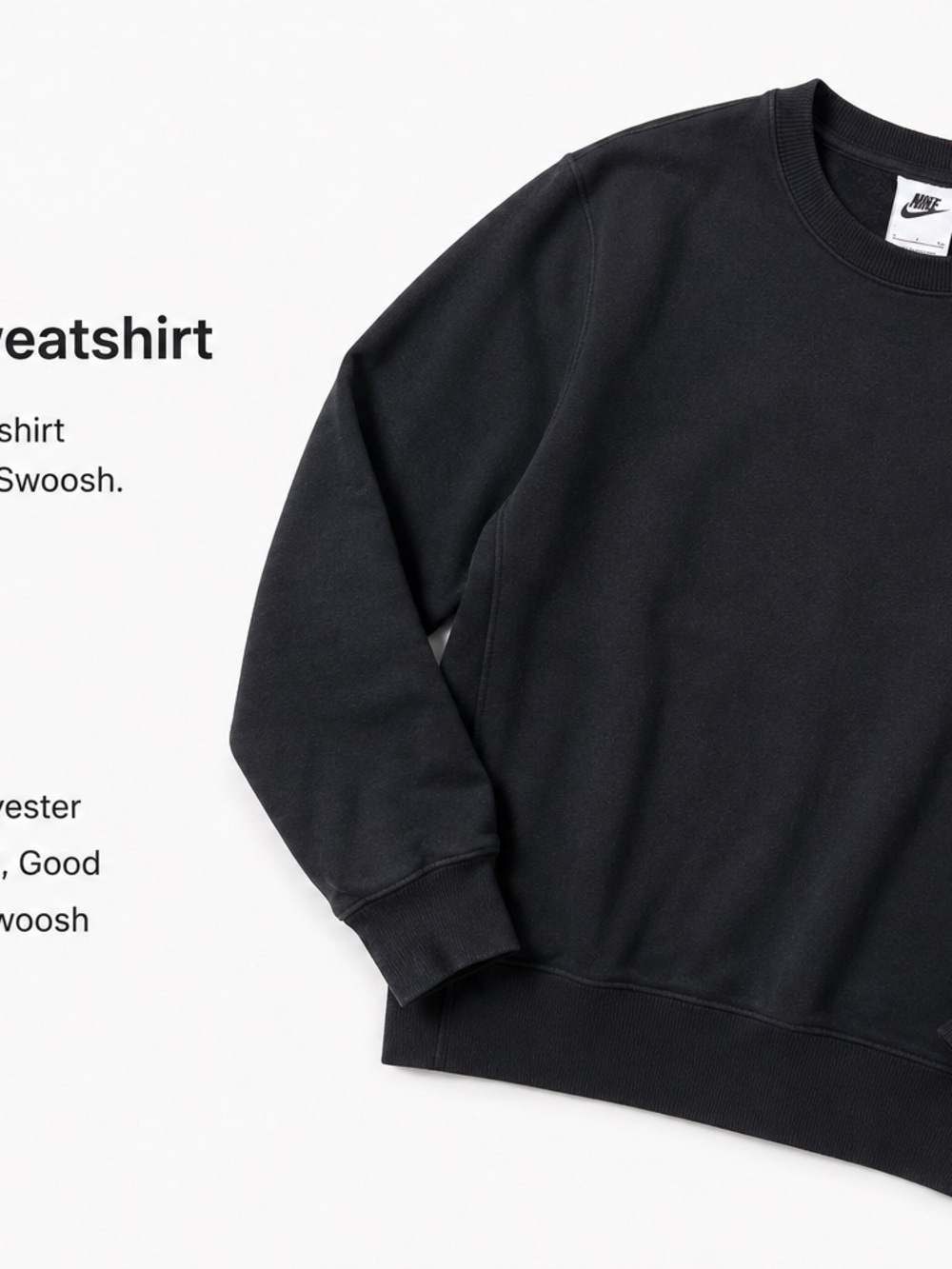 Nike Men's Black Crewneck Sweatshirt - Minimal Swoosh